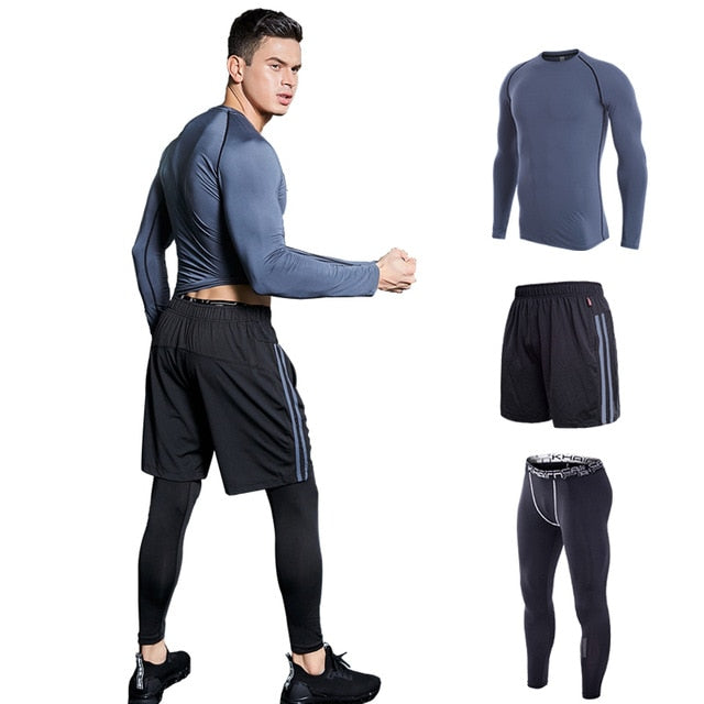 Compression Clothing Tracksuit Men's Gym Training Fitness Sportswear Athletic Physical Workout Suits Running Jogging Sport