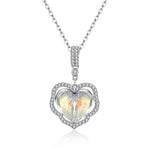 Elegant Women Crystals Heart Pendant Necklaces 925 Sterling Silver Heart Pendant Necklace for Lady Girl Love Gift Party Jewerly