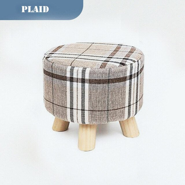 Hot Selling Round Ottoman Stool Small Wooden Soft Rest Chair Quadruped Pouffe Footstool Seat