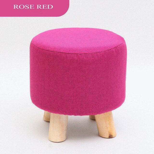 Hot Selling Round Ottoman Stool Small Wooden Soft Rest Chair Quadruped Pouffe Footstool Seat