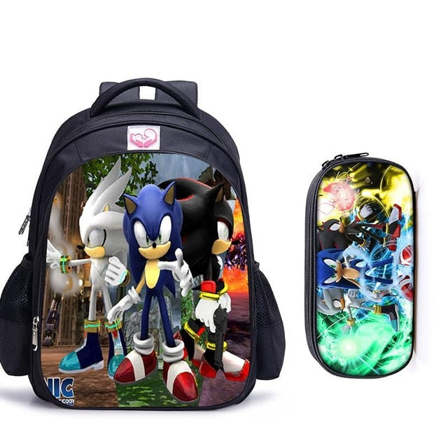 16 Inch Mario Bros Sonic Children School Bags Orthopedic Backpack Kids School Boys Girls Mochila Infantil Cartoon Bags