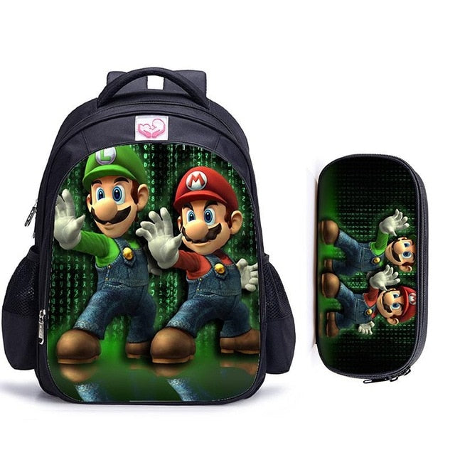 16 Inch Mario Bros Sonic Children School Bags Orthopedic Backpack Kids School Boys Girls Mochila Infantil Cartoon Bags