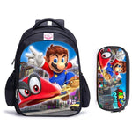 16 Inch Mario Bros Sonic Children School Bags Orthopedic Backpack Kids School Boys Girls Mochila Infantil Cartoon Bags