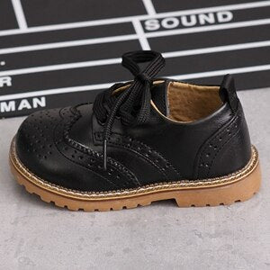 Claladoudou 13.5-18.5CM children kids boys Shoes genuine leather shoes black autumn girls school boekelo uniform dress shoes