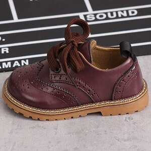 Claladoudou 13.5-18.5CM children kids boys Shoes genuine leather shoes black autumn girls school boekelo uniform dress shoes