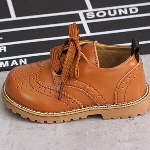 Claladoudou 13.5-18.5CM children kids boys Shoes genuine leather shoes black autumn girls school boekelo uniform dress shoes