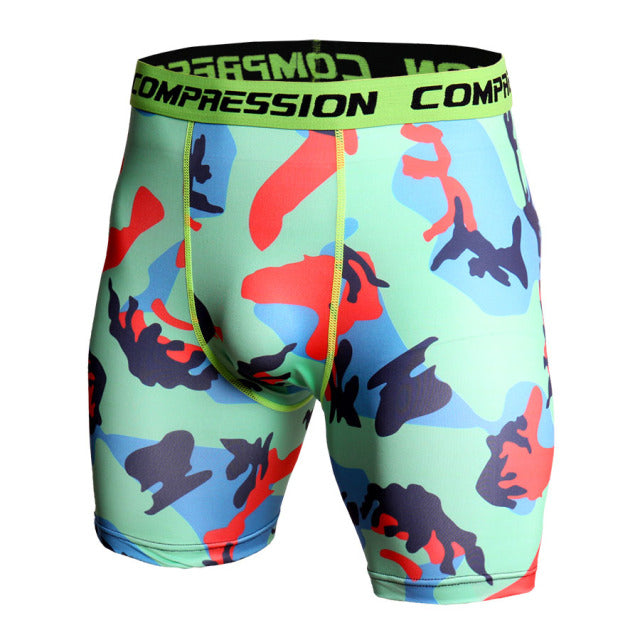 Skinny Men's Sports Gym Compression Wear Under Base Layer Shorts Pants Athletic Tights Fitness Bodybuilding Breathable Bottom