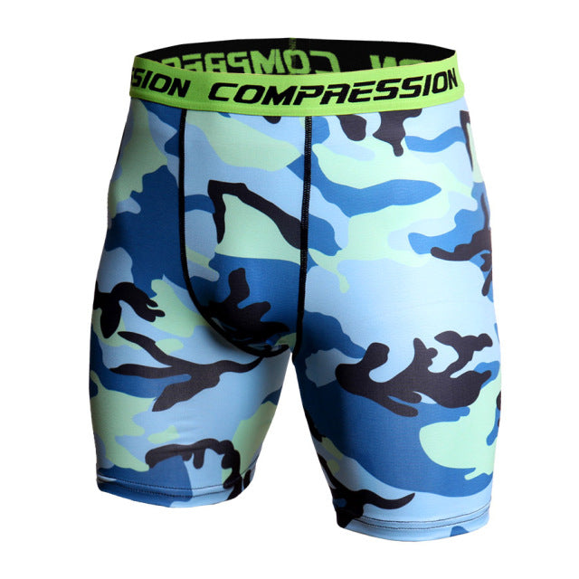 Skinny Men's Sports Gym Compression Wear Under Base Layer Shorts Pants Athletic Tights Fitness Bodybuilding Breathable Bottom