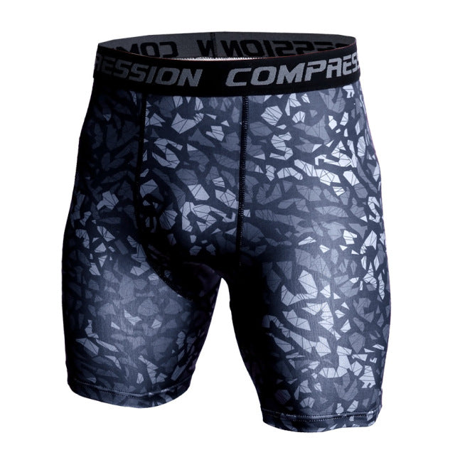 Skinny Men's Sports Gym Compression Wear Under Base Layer Shorts Pants Athletic Tights Fitness Bodybuilding Breathable Bottom
