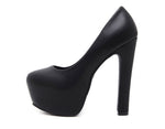NIUFUNI Ladies High Heels Platform Pumps PU Black White Women Shoes Platform High Heels Shoes Thick Heels Work Pumps Dress Shoes