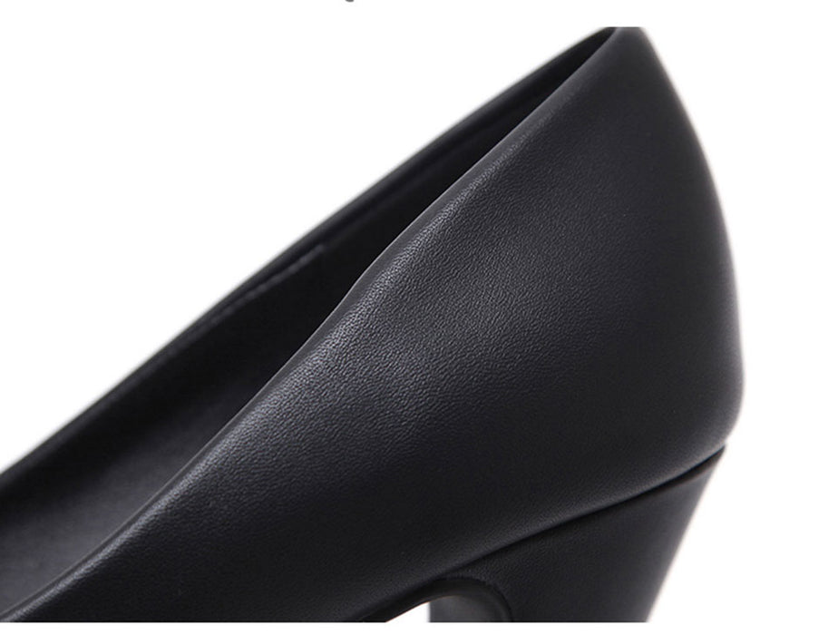 NIUFUNI Ladies High Heels Platform Pumps PU Black White Women Shoes Platform High Heels Shoes Thick Heels Work Pumps Dress Shoes