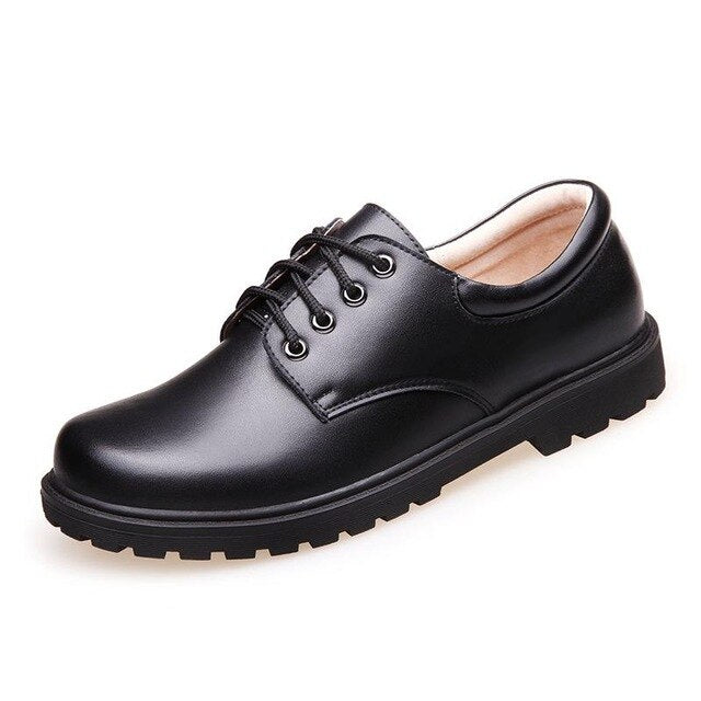 Boys Wedding Leather Shoes for Children Genuine Leather School Brogue Shoes Kids Oxford Uniform Black Rubber Sole Pigskin Inside