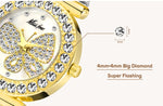 MISSFOX Butterfly Women Watches Luxury Brand Big Diamond 18K Gold Watch Waterproof Special Bracelet Expensive Ladies Wrist Watch