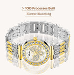 MISSFOX Butterfly Women Watches Luxury Brand Big Diamond 18K Gold Watch Waterproof Special Bracelet Expensive Ladies Wrist Watch