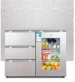 220V 130W 210L Household Horizontal Refrigerator Kitchen Console Three-drawer Open Door Refrigerator