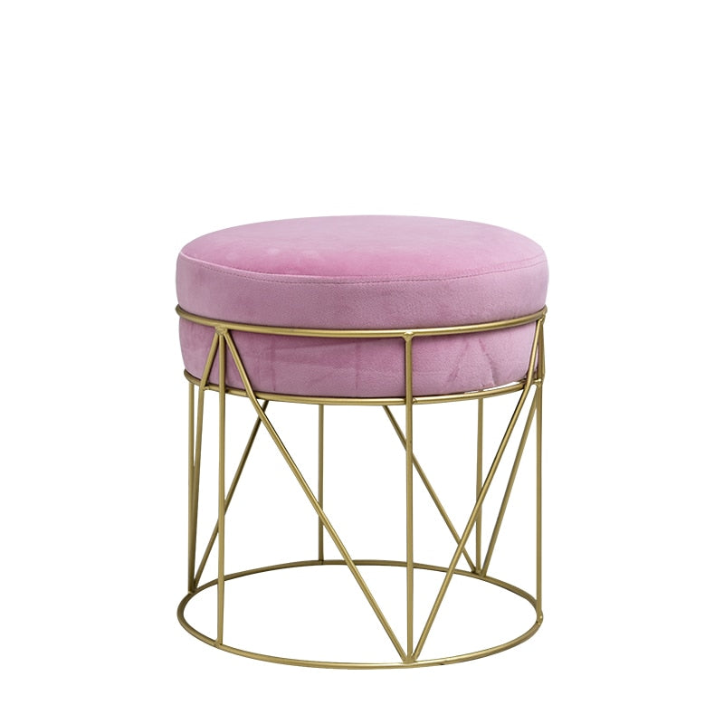 Nordic Metal Ottoman Modern Fashion Bedroom Make Up Stool Velet Change Shoes Ottoman Heavy Bearing  Home Furniture