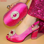 doershow New Ladies Italian Shoes and Bag Set fuchsia African Shoes and Matching Bags Italian Nigerian Shoes and Bag!SJM1-20