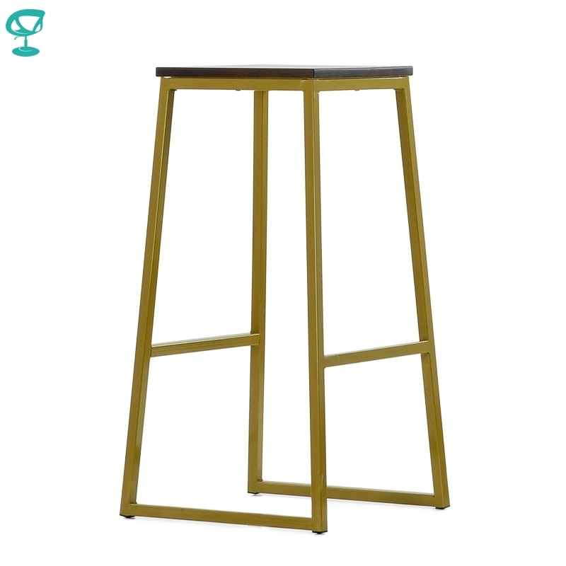 N302YlBrWood Barneo N-302 high Yellow Metal Brown Wood Seat Interior Stool Bar Chair Kitchen Furniture free shipping in Russia