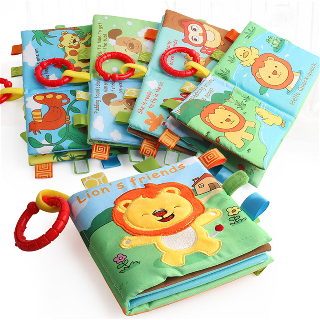 newborn Baby Kids Intelligence Development 3D rattle early learning Animal Picture BB Sound Cognize Cloth Book Educational Toy