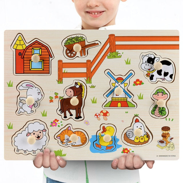 Kids 3D Puzzle Wooden Toys Colorful Geometry Shape Cognition Wood Puzzle Children Early Learning Educational Montessori Toys