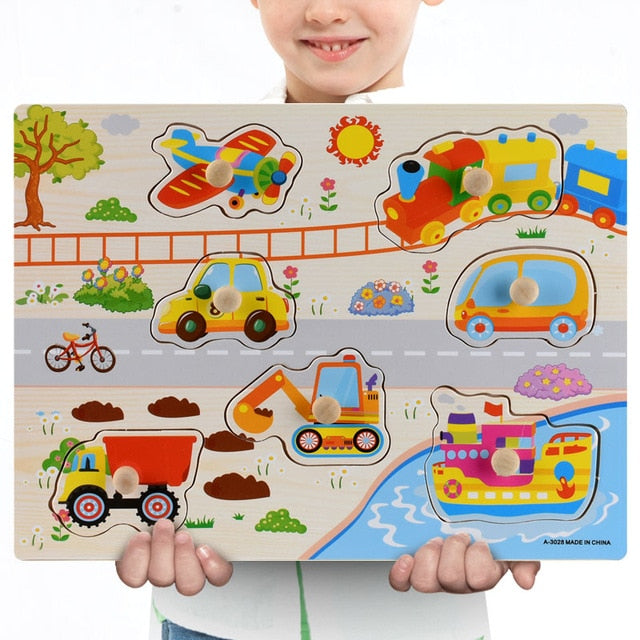 Kids 3D Puzzle Wooden Toys Colorful Geometry Shape Cognition Wood Puzzle Children Early Learning Educational Montessori Toys
