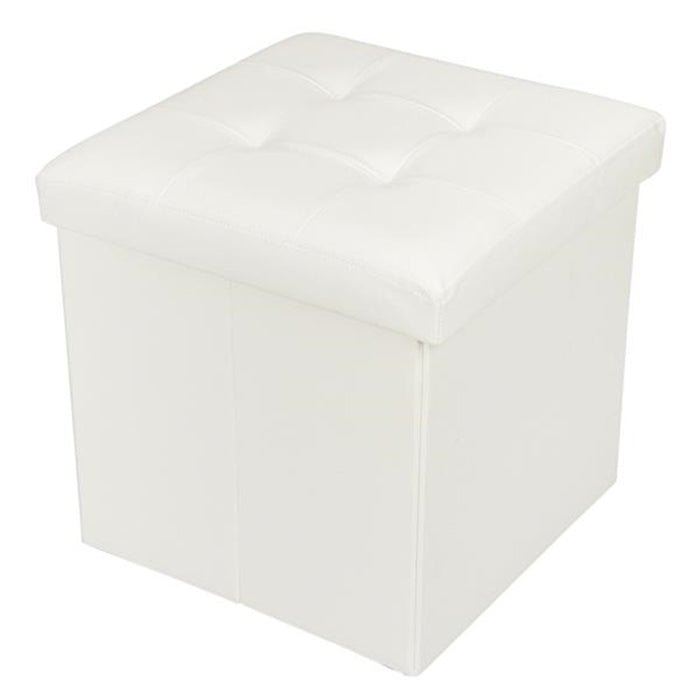 38*38*38 Bonnlo PVC Leather Square Shape Storage Ottoman Concave Surface White for living room