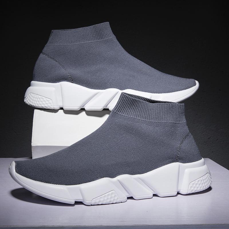 Plus Size High Top Socks Sneakers Women Running Shoes Sports Men Shoes Sport Femme Tennis Mujer 2019 Gray Training Trainer B-246