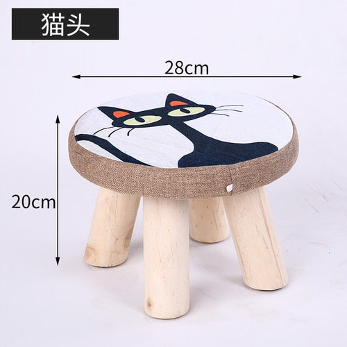 20 Color Wooden Small Stool Ottomans with Linen Cotton Cover Dining Benches Home Furniture Sofa Animal Round chair mx10181423