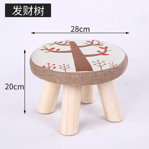 20 Color Wooden Small Stool Ottomans with Linen Cotton Cover Dining Benches Home Furniture Sofa Animal Round chair mx10181423