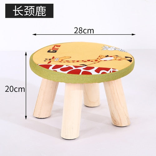 20 Color Wooden Small Stool Ottomans with Linen Cotton Cover Dining Benches Home Furniture Sofa Animal Round chair mx10181423