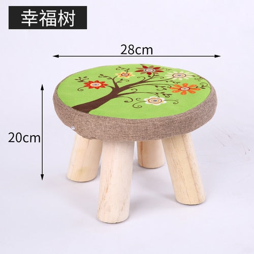 20 Color Wooden Small Stool Ottomans with Linen Cotton Cover Dining Benches Home Furniture Sofa Animal Round chair mx10181423