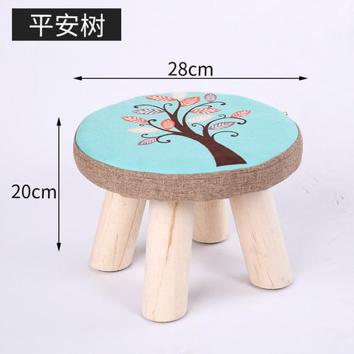 20 Color Wooden Small Stool Ottomans with Linen Cotton Cover Dining Benches Home Furniture Sofa Animal Round chair mx10181423