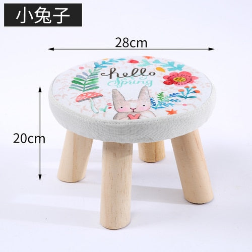 20 Color Wooden Small Stool Ottomans with Linen Cotton Cover Dining Benches Home Furniture Sofa Animal Round chair mx10181423