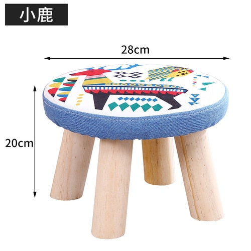 20 Color Wooden Small Stool Ottomans with Linen Cotton Cover Dining Benches Home Furniture Sofa Animal Round chair mx10181423