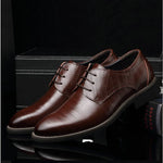 Mens  leather shoes men's dress shoes Business wedding shoes Oxfords lace up Pointed toe flats big size 2020
