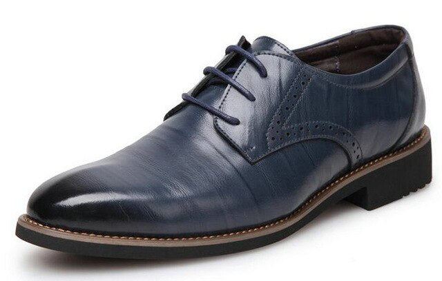 Mens  leather shoes men's dress shoes Business wedding shoes Oxfords lace up Pointed toe flats big size 2020