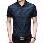 Business Shirt Men Brand Clothing Short Sleeve Mens Dress Shirts Summer Casual Slim Fit Plaid Non Iron Formal Cotton Male Shirts