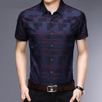 Business Shirt Men Brand Clothing Short Sleeve Mens Dress Shirts Summer Casual Slim Fit Plaid Non Iron Formal Cotton Male Shirts