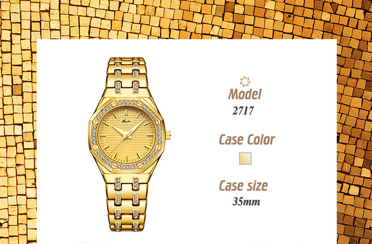 MISSFOX Fashion Watches Women's Expensive 18K Gold Ladies Wrist Watch Women Quartz Classic Analog Diamond Jewelry Hand Watch