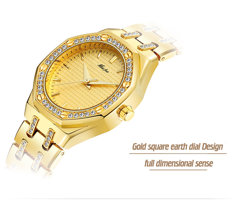 MISSFOX Fashion Watches Women's Expensive 18K Gold Ladies Wrist Watch Women Quartz Classic Analog Diamond Jewelry Hand Watch