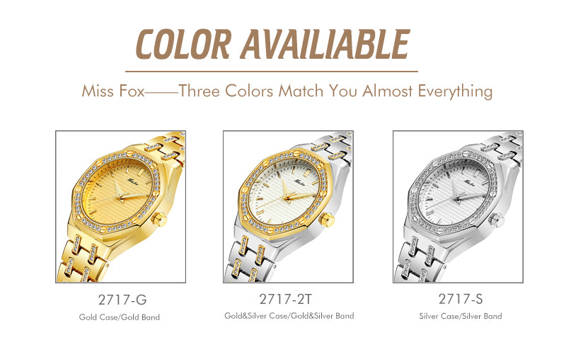 MISSFOX Fashion Watches Women's Expensive 18K Gold Ladies Wrist Watch Women Quartz Classic Analog Diamond Jewelry Hand Watch