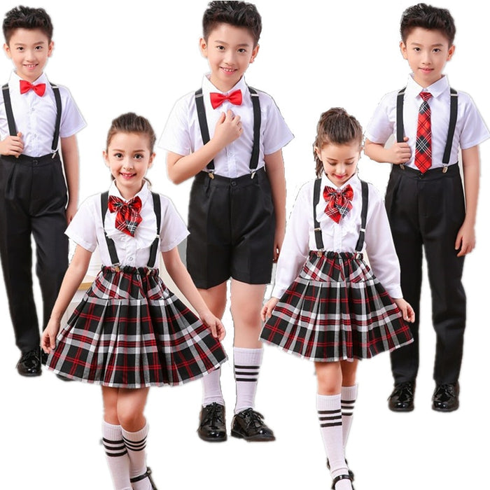 Boy, girl, schoolchildren, uniform, children, spring and summer, poetry, costumes, performance clothing, school girl skirt