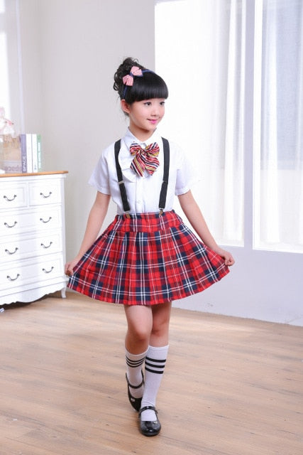 Boy, girl, schoolchildren, uniform, children, spring and summer, poetry, costumes, performance clothing, school girl skirt