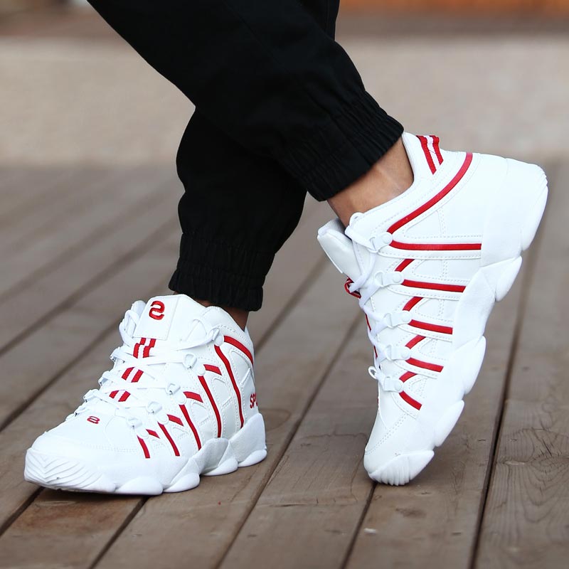 PU Leather Sneakers for Men Running Shoes Sports Women Shoes Sport Men White Red Mens Athletic Shoes Gym Trainers Workout B-383
