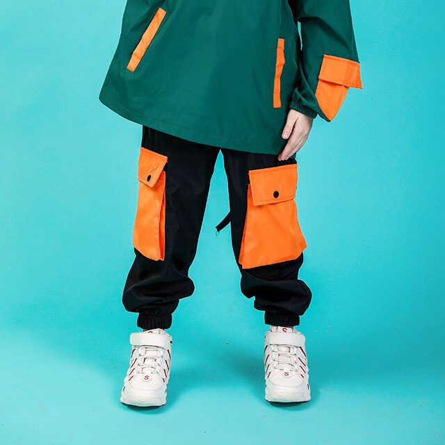 Kid Cool Hip Hop Clothing High Neck Jacket Coat Pullover Top RUnning Causal Pants for Girls Boys Jazz Dance Costume Clothes Wear