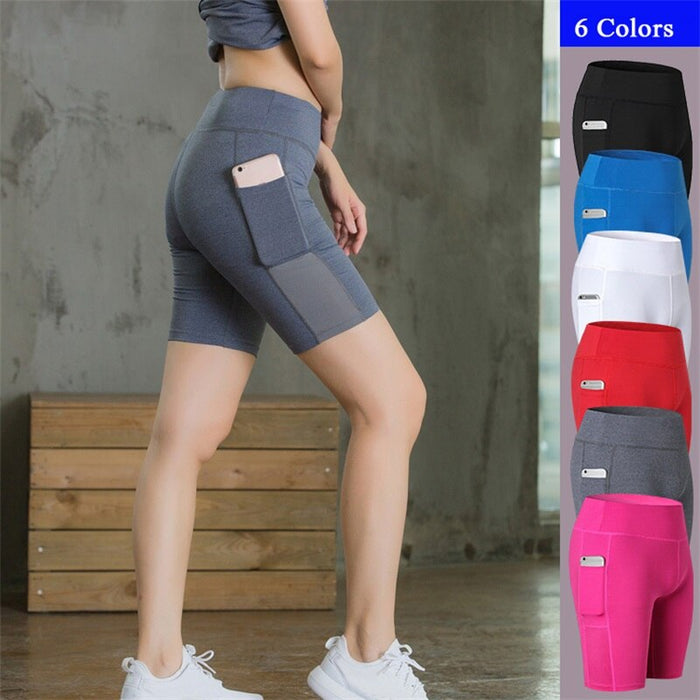 2019 Running Short Out Pocket Sports Shorts Workout Running Athletic Yoga Shorts Gym Wear Ladies Summer