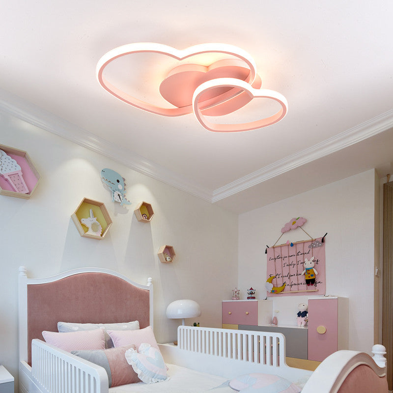 Princess Girls Led Room Bedroom Light Home Lighting Heart Modern Led Ceiling Light Remote Control Gold Ceiling Lamp 110V 220V