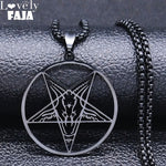 Large Talisman Baphomet Black Color Stainless Steel Necklace Pendant for Men Goat PIN Jewerly Satanic PIN Lucifer Patch collares