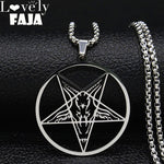 Large Talisman Baphomet Black Color Stainless Steel Necklace Pendant for Men Goat PIN Jewerly Satanic PIN Lucifer Patch collares