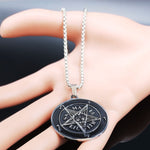 Large Talisman Baphomet Black Color Stainless Steel Necklace Pendant for Men Goat PIN Jewerly Satanic PIN Lucifer Patch collares